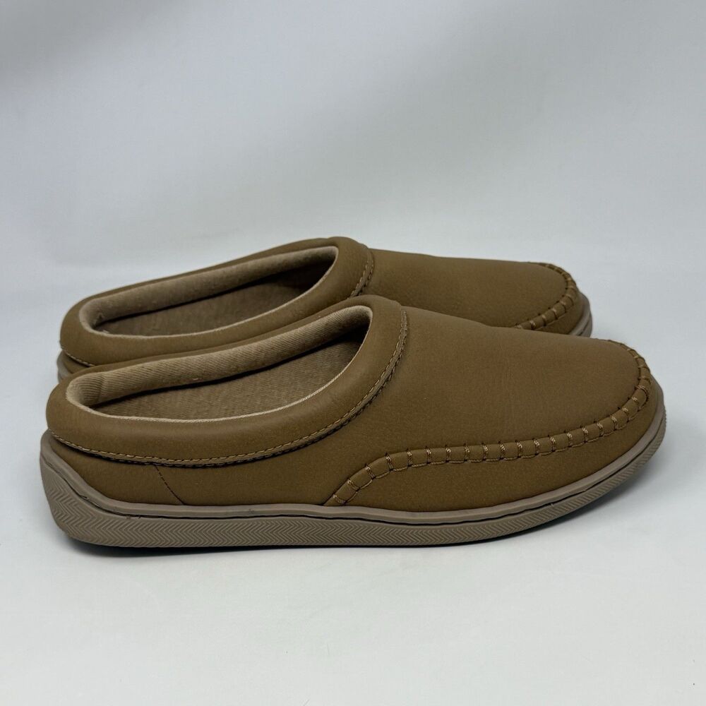 My Pillow Slippers Mules Womens 7 Tan Brown Jersey Lined Moccasins Comfort Shoes